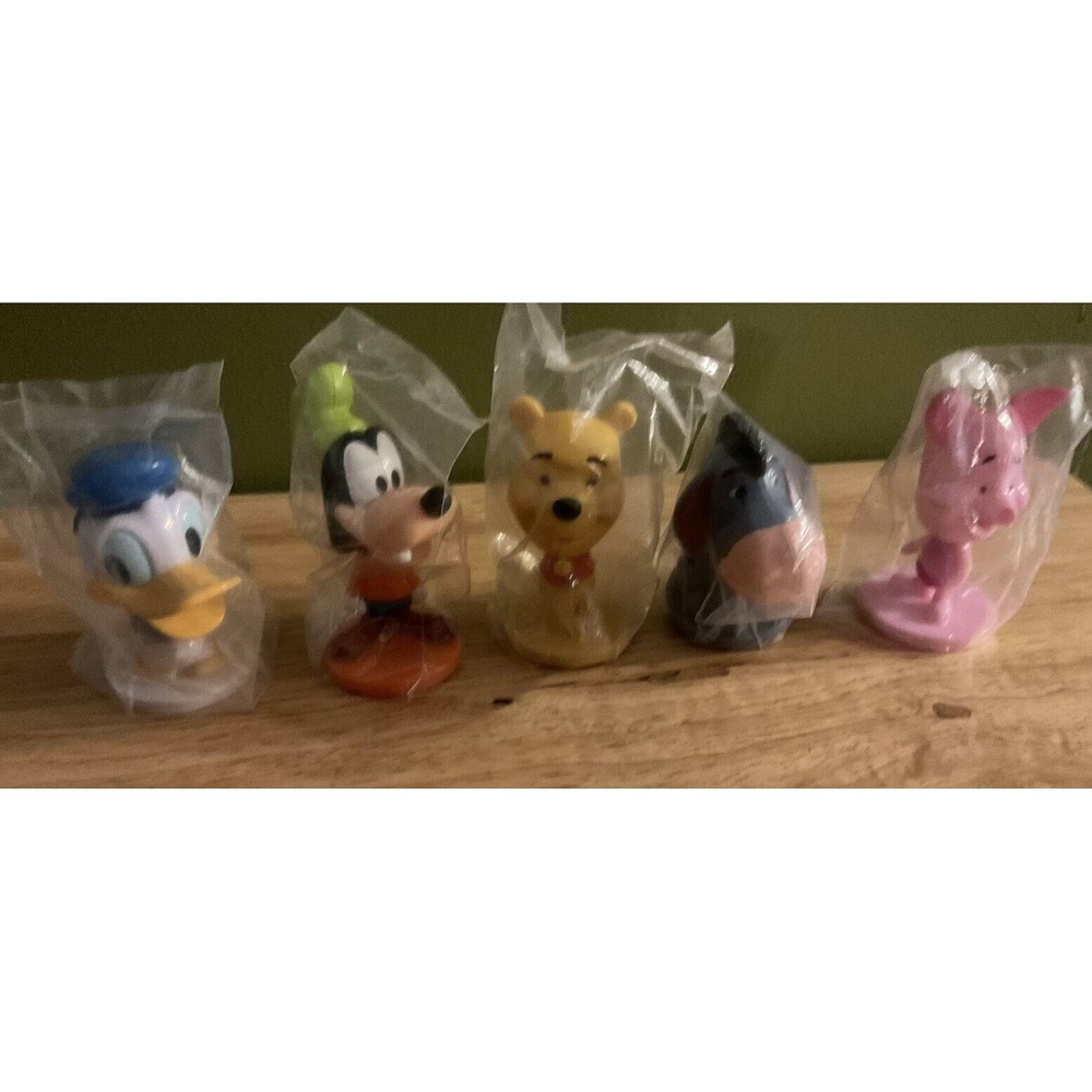 Vintage Kellogs Disney Mini Bobble Heads, Set of 5, Winnie, Goofy, Donald